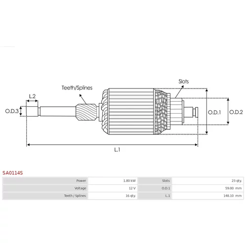 Rotor štartéra SA0114S /AS-PL/ - obr. 1