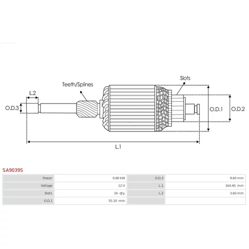 Rotor štartéra SA9039S /AS-PL/ - obr. 1