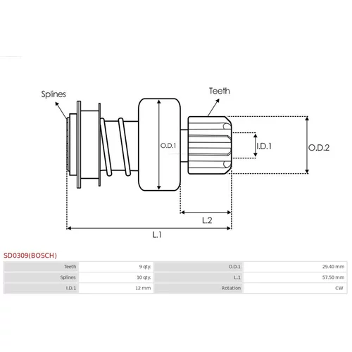 Voľnobežná prevodovka štartéra SD0309(BOSCH) /AS-PL/ - obr. 3