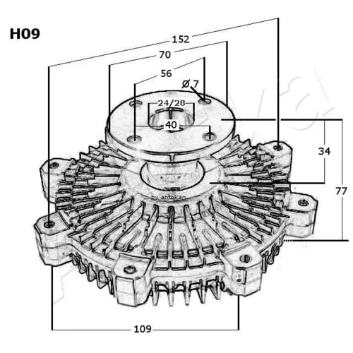 Spojka ventilátora chladenia 36-0H-H09 /ASHIKA/ - obr. 2