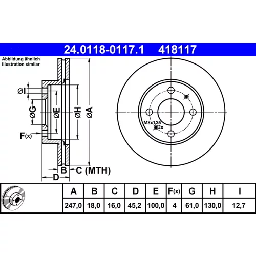 Brzdový kotúč ATE 24.0118-0117.1