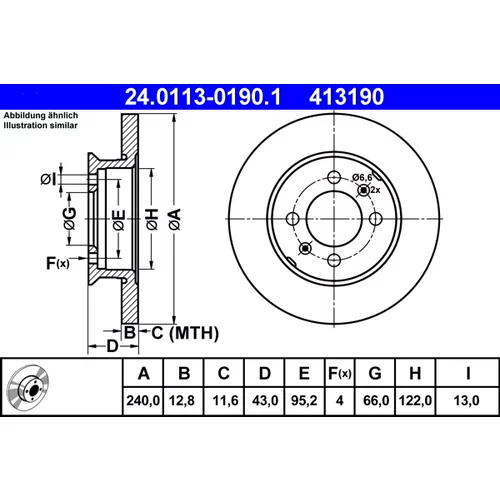 Brzdový kotúč ATE 24.0113-0190.1