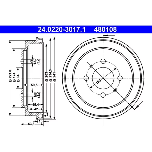 Brzdový bubon ATE 24.0220-3017.1