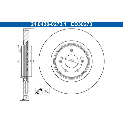 Brzdový kotúč ATE 24.0430-0273.1