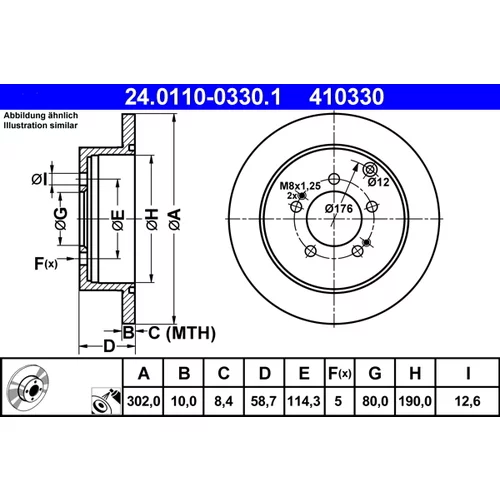 Brzdový kotúč ATE 24.0110-0330.1