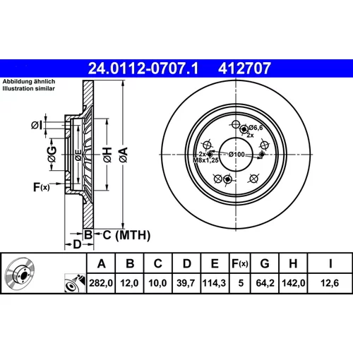 Brzdový kotúč ATE 24.0112-0707.1