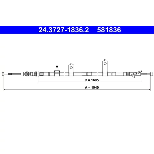 Ťažné lanko parkovacej brzdy 24.3727-1836.2 /ATE/