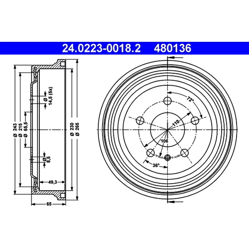 Brzdový bubon ATE 24.0223-0018.2
