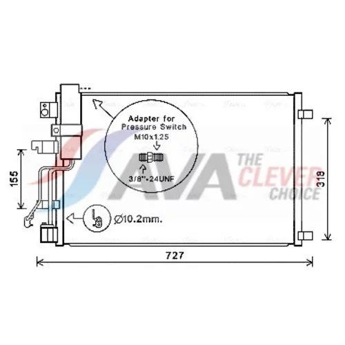 Kondenzátor klimatizácie AVA QUALITY COOLING DNA5290D