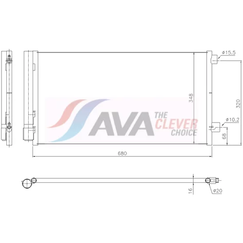 Kondenzátor klimatizácie AVA QUALITY COOLING JE5097D