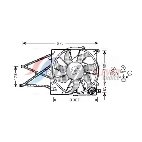 Ventilátor chladenia motora AVA QUALITY COOLING OL7509