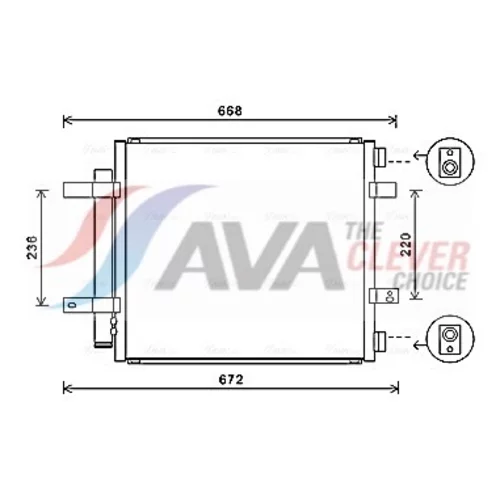 Kondenzátor klimatizácie AVA QUALITY COOLING JR5053D