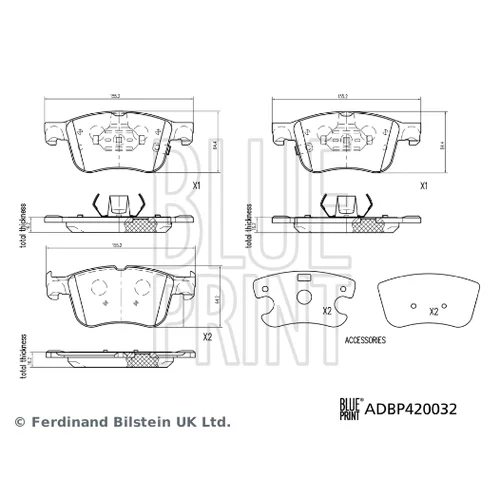 Sada brzdových platničiek kotúčovej brzdy ADBP420032 (BLUE PRINT) - obr. 1
