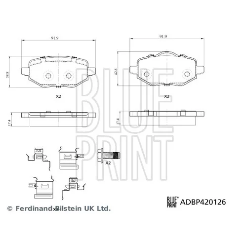 Sada brzdových platničiek kotúčovej brzdy ADBP420126 (BLUE PRINT) - obr. 1