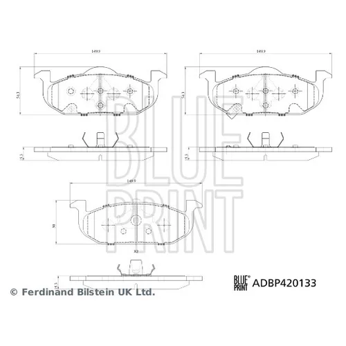 Sada brzdových platničiek kotúčovej brzdy BLUE PRINT ADBP420133