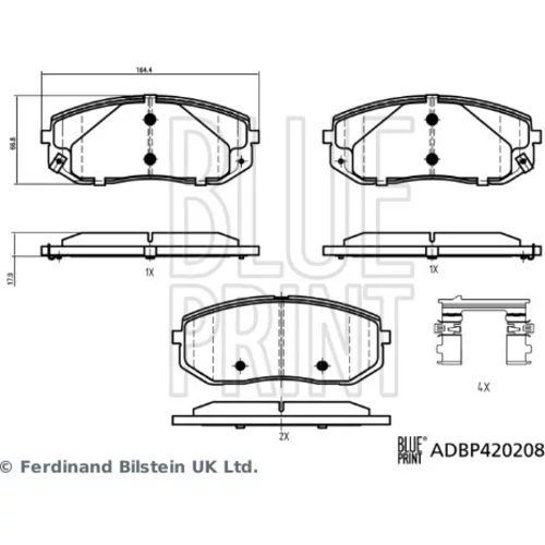 Sada brzdových platničiek kotúčovej brzdy BLUE PRINT ADBP420208