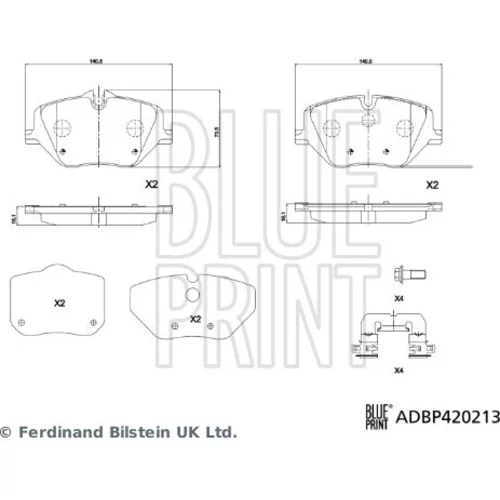 Sada brzdových platničiek kotúčovej brzdy BLUE PRINT ADBP420213