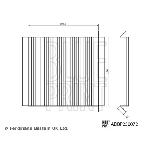 Filter vnútorného priestoru BLUE PRINT ADBP250072