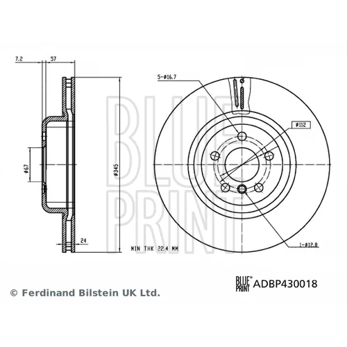 Brzdový kotúč ADBP430018 (BLUE PRINT) - obr. 2