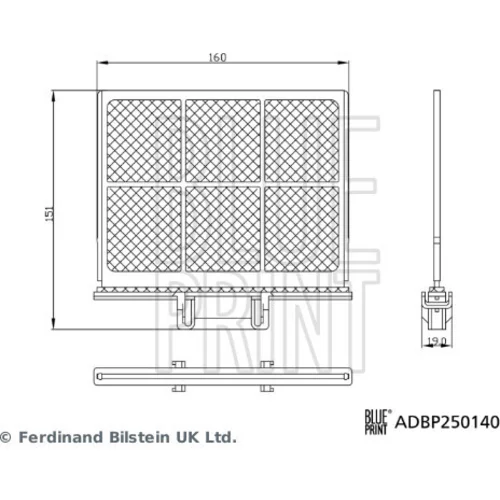 Filter vnútorného priestoru BLUE PRINT ADBP250140
