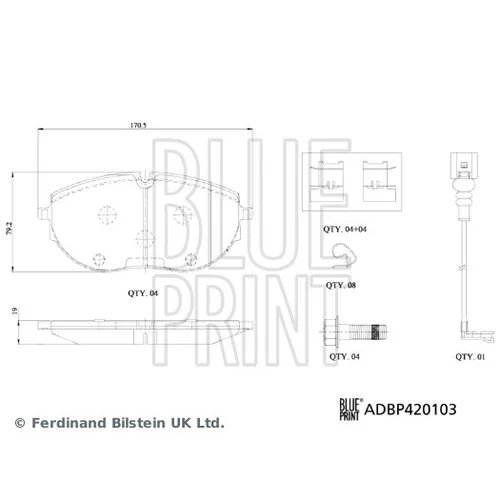 Sada brzdových platničiek kotúčovej brzdy ADBP420103 (BLUE PRINT) - obr. 1