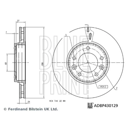 Brzdový kotúč ADBP430129 (BLUE PRINT) - obr. 2