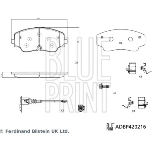 Sada brzdových platničiek kotúčovej brzdy BLUE PRINT ADBP420216