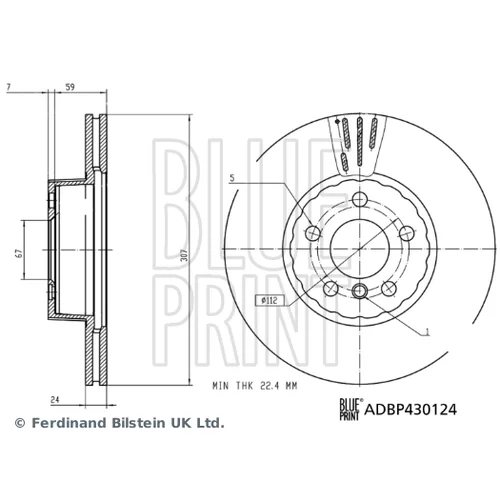 Brzdový kotúč ADBP430124 (BLUE PRINT) - obr. 2