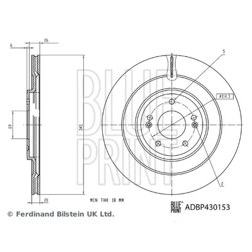 Brzdový kotúč ADBP430153 (BLUE PRINT) - obr. 2