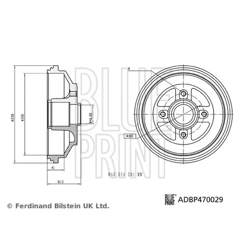Brzdový bubon ADBP470029 (BLUE PRINT) - obr. 3