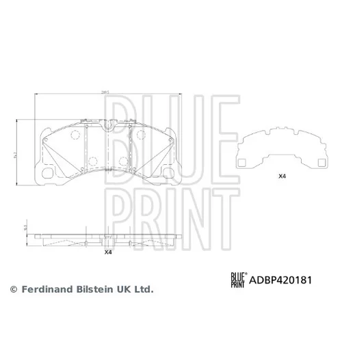 Sada brzdových platničiek kotúčovej brzdy BLUE PRINT ADBP420181