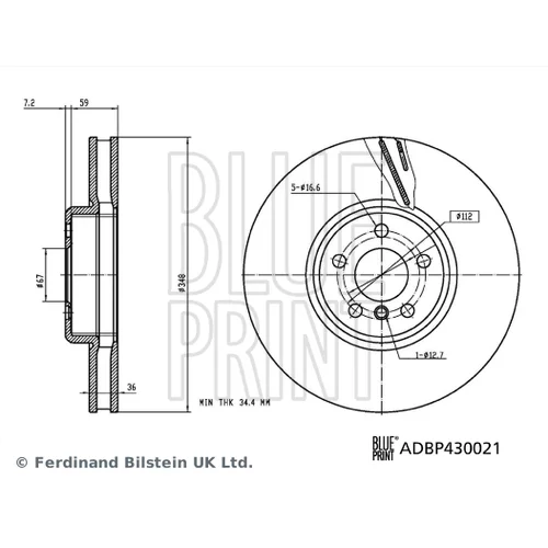 Brzdový kotúč ADBP430021 (BLUE PRINT) - obr. 2