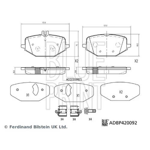 Sada brzdových platničiek kotúčovej brzdy ADBP420092 (BLUE PRINT) - obr. 1