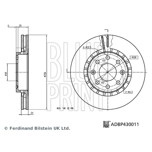 Brzdový kotúč ADBP430011 (BLUE PRINT) - obr. 2