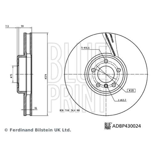 Brzdový kotúč ADBP430024 (BLUE PRINT) - obr. 2
