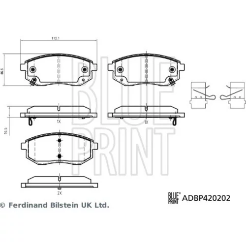 Sada brzdových platničiek kotúčovej brzdy BLUE PRINT ADBP420202