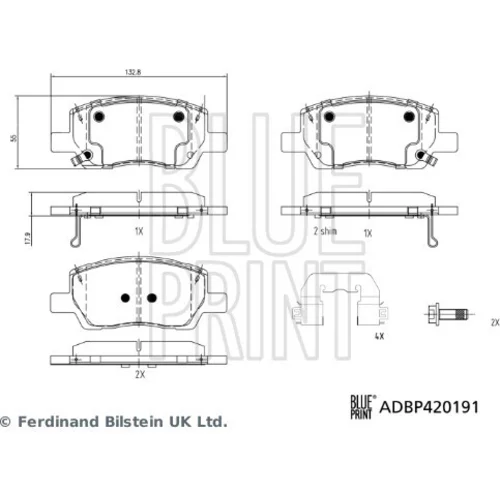 Sada brzdových platničiek kotúčovej brzdy BLUE PRINT ADBP420191