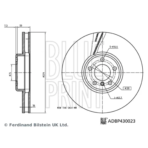 Brzdový kotúč ADBP430023 (BLUE PRINT) - obr. 2