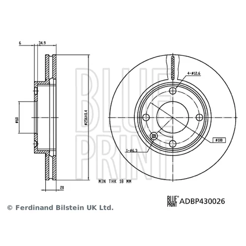 Brzdový kotúč ADBP430026 (BLUE PRINT) - obr. 2
