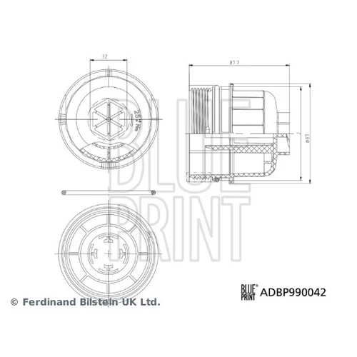 Veko, puzdro olejového filtra ADBP990042 (BLUE PRINT) - obr. 2