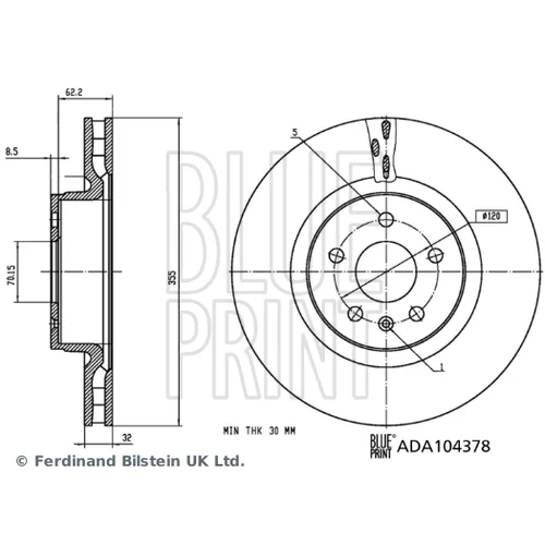 Brzdový kotúč ADA104378 (BLUE PRINT) - obr. 3