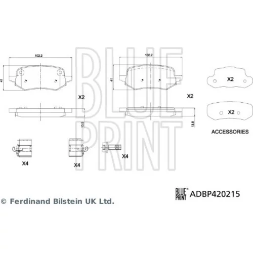 Sada brzdových platničiek kotúčovej brzdy BLUE PRINT ADBP420215