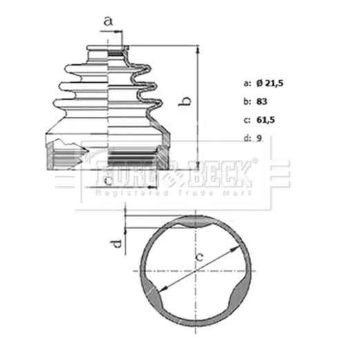 Manžeta hnacieho hriadeľa - opravná sada BCB6156 (BORG & BECK) - obr. 1