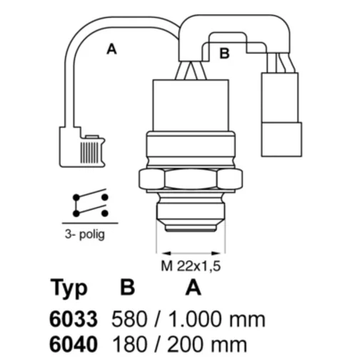 Teplotný spínač ventilátora chladenia WAHLER 6033.88