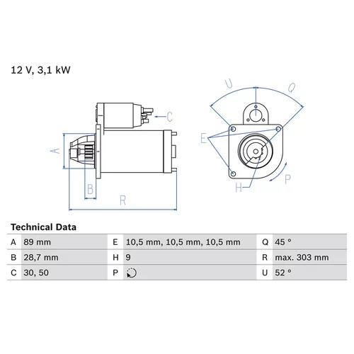 Štartér 0 986 016 550 /BOSCH/ - obr. 1