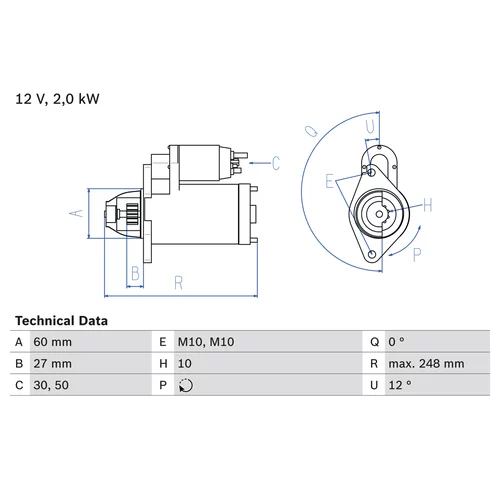 Štartér 0 986 023 110 /BOSCH/ - obr. 2