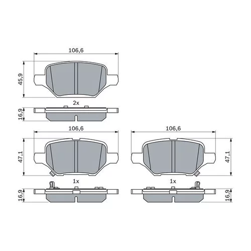 Sada brzdových platničiek kotúčovej brzdy 0 986 424 895 /BOSCH/ - obr. 4