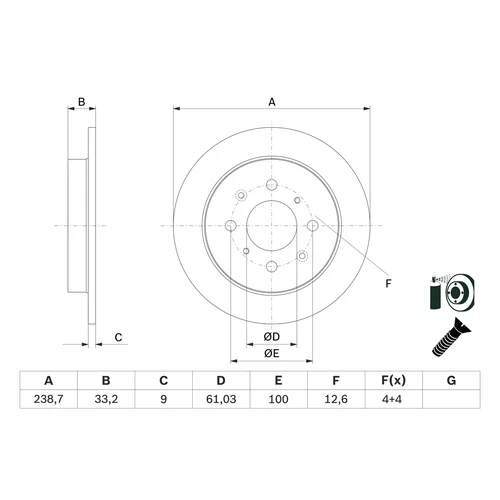 Brzdový kotúč 0 986 479 F34 /BOSCH/ - obr. 1