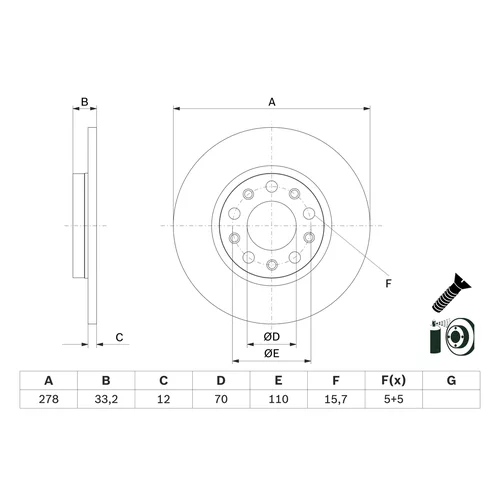 Brzdový kotúč 0 986 479 G21 /BOSCH/ - obr. 1