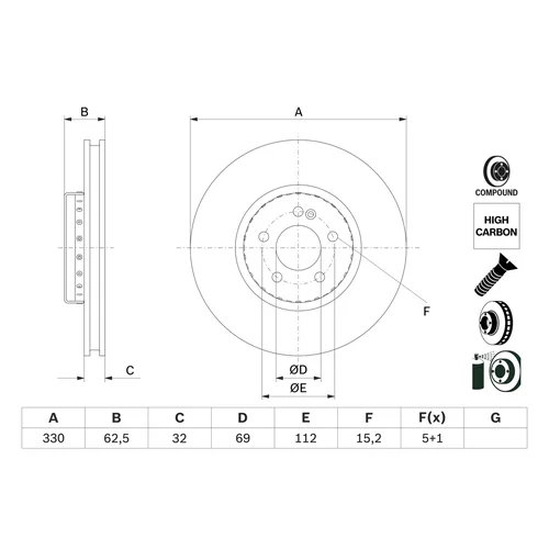 Brzdový kotúč 0 986 479 H48 /BOSCH/ - obr. 1